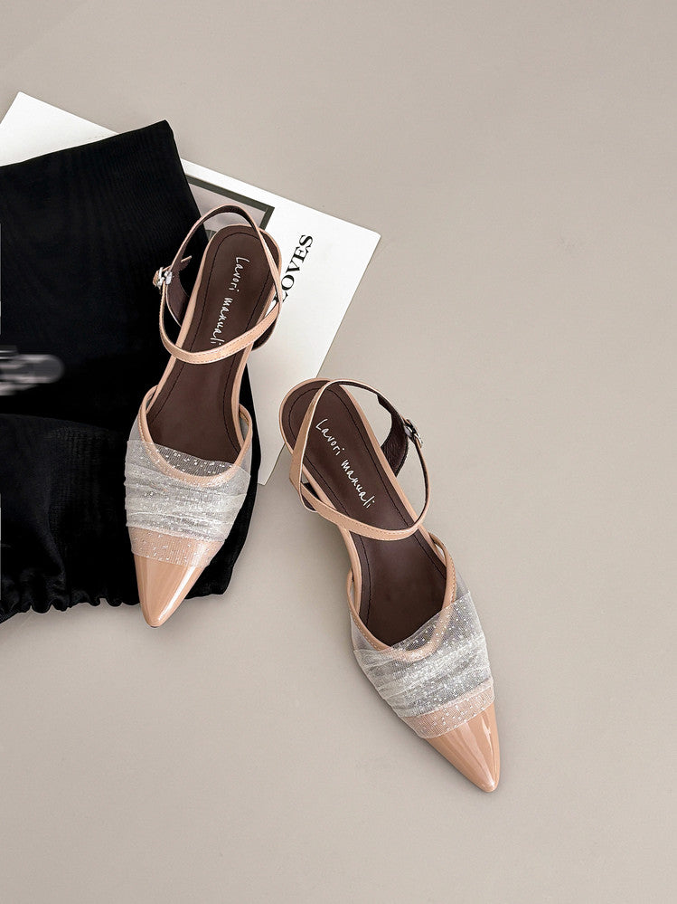 Karin Luna In Stock Spot Goods  Elegant Mesh Pointed Toe Sandals