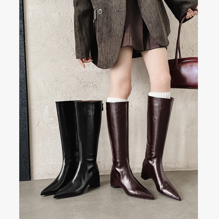 Karin Luna Elegant Style Pointed Toe Internal Height Increase Long Boots