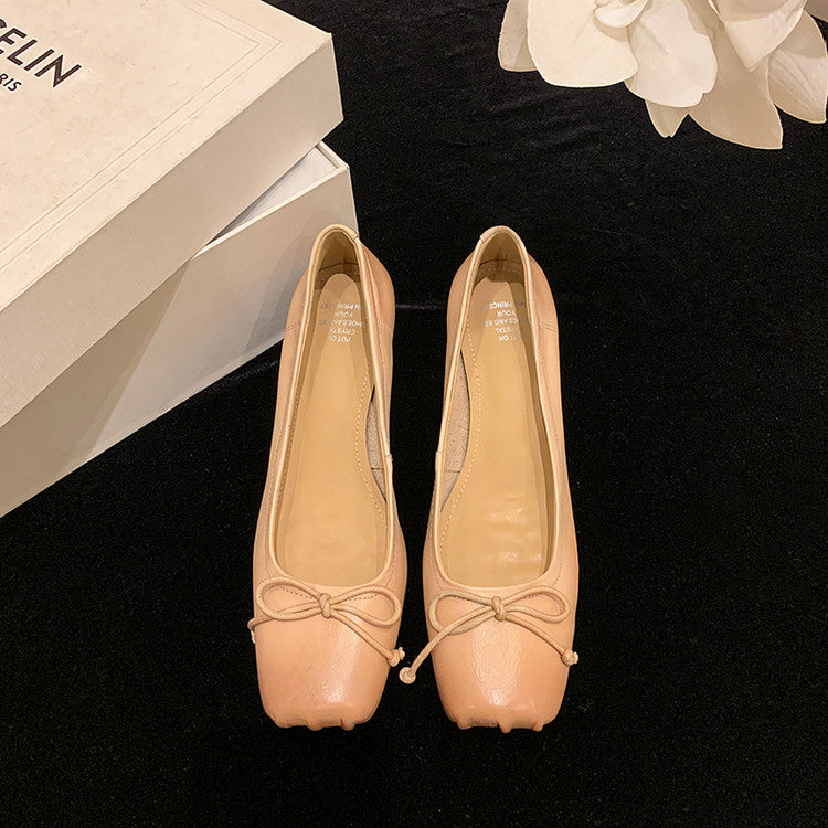 Karin Luna In Stock In Stock ~Full leather inside and out Pig Nose Bow Retro Thick Heel Mary Jane Shoes