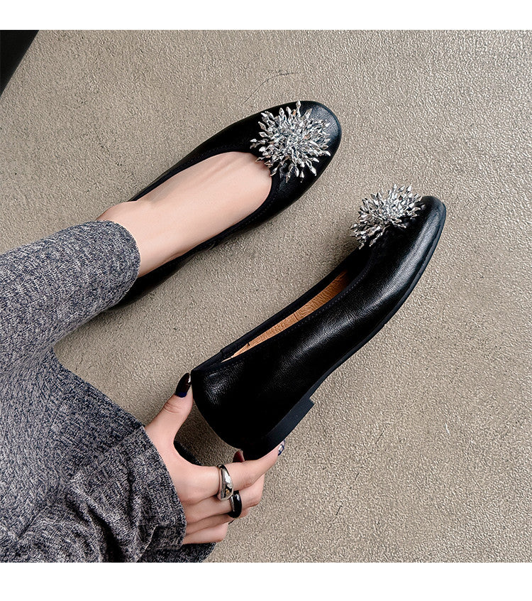 Karin Luna Full Leather Inside and Out~Gorgeous Fireworks Flat Granny Shoes