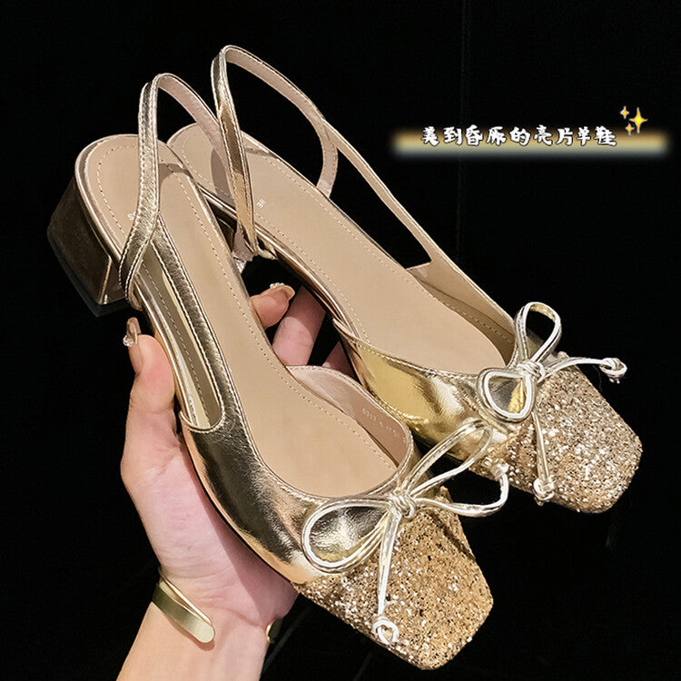 Karin Luna In Stock Spot Goods  Square Head Butterfly Knot Square Toe Unique Gretel Sandals