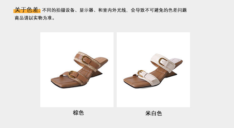Karin Luna Hot-Selling In Stock  Retro Wedge Belt Square Toe Irregular Heel