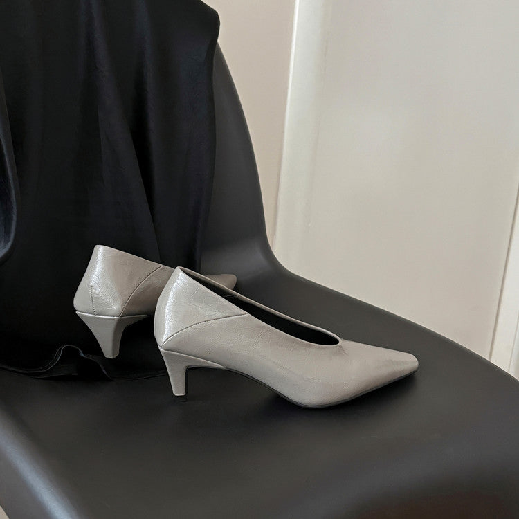 Karin Luna In Stock In Stock ~Basic Versatile French Style Small Square Toe Shallow Mouth Single Shoes