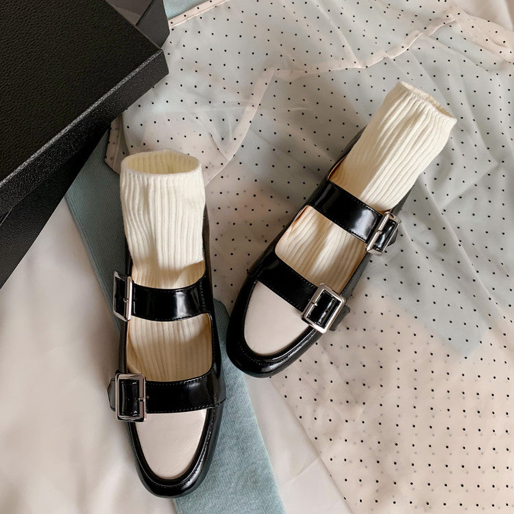 Karin Luna In Stock Spot Goods One-Strap Height-Increasing Belt Buckle Single Shoes