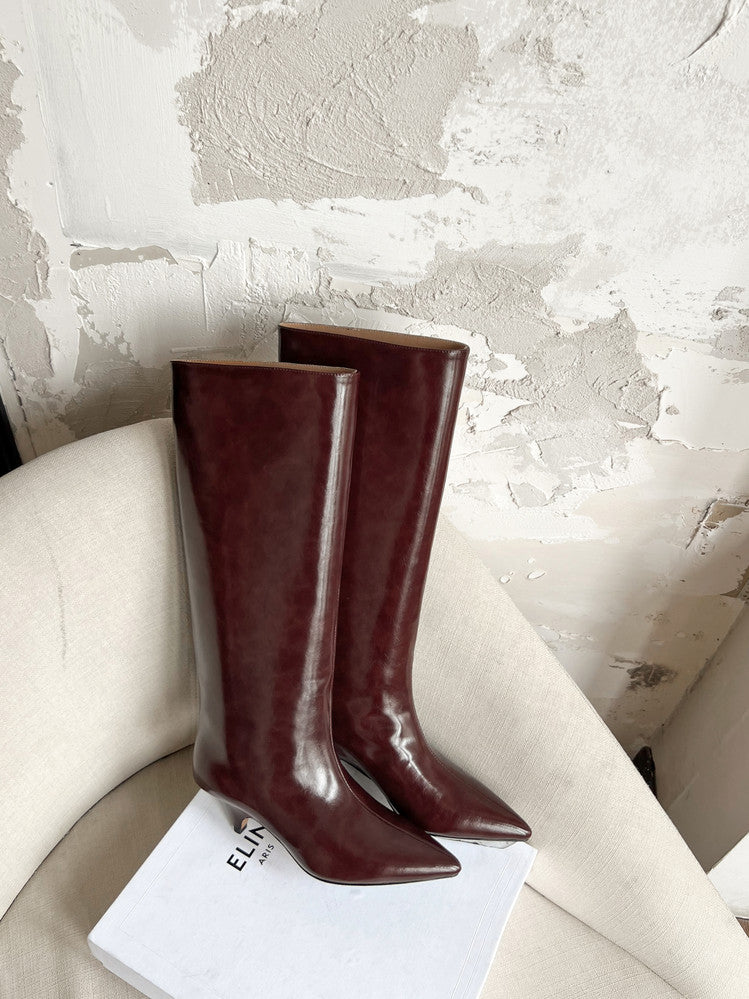 Karin Luna In Stock In Stock    Stunning Elegant Style Kitten Heel Straight Long Boots