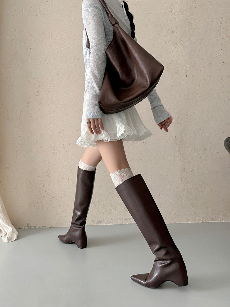 Karin Luna Hot-Selling Internal Height Increase Pointed Toe Straight-Leg Hot-Selling Long Boots