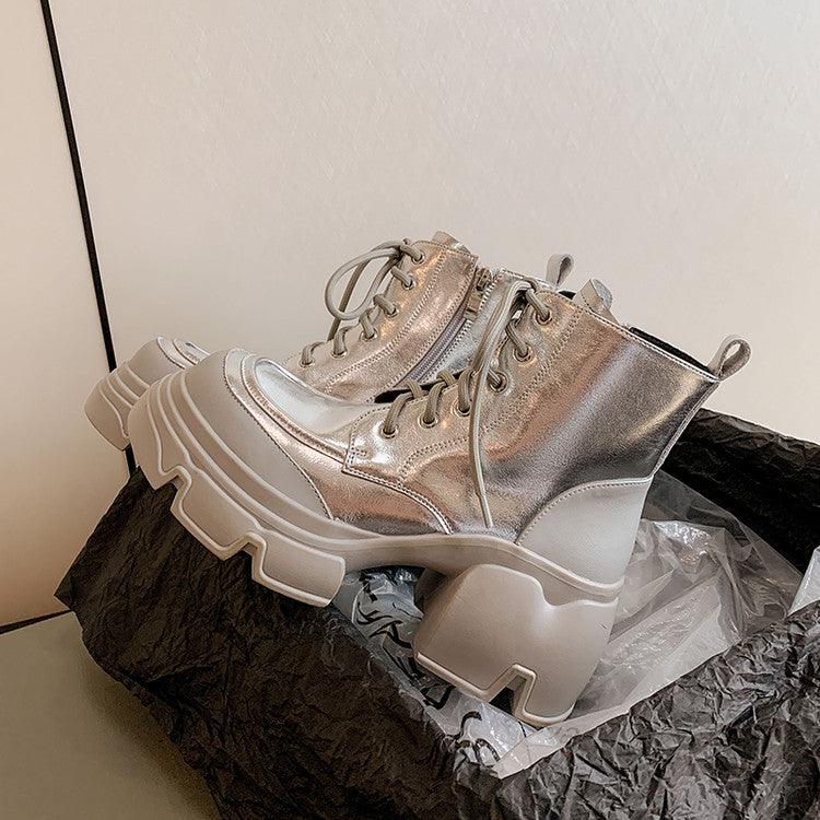 Karin Luna Casual Thick Sole Lace-up Short Boots