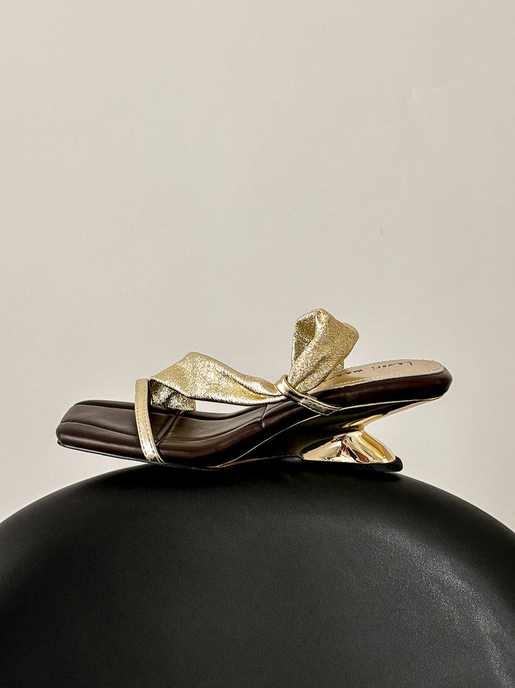 Karin Luna In Stock Spot Goods Minimalist Style Square-Toed Irregular Heel Slippers