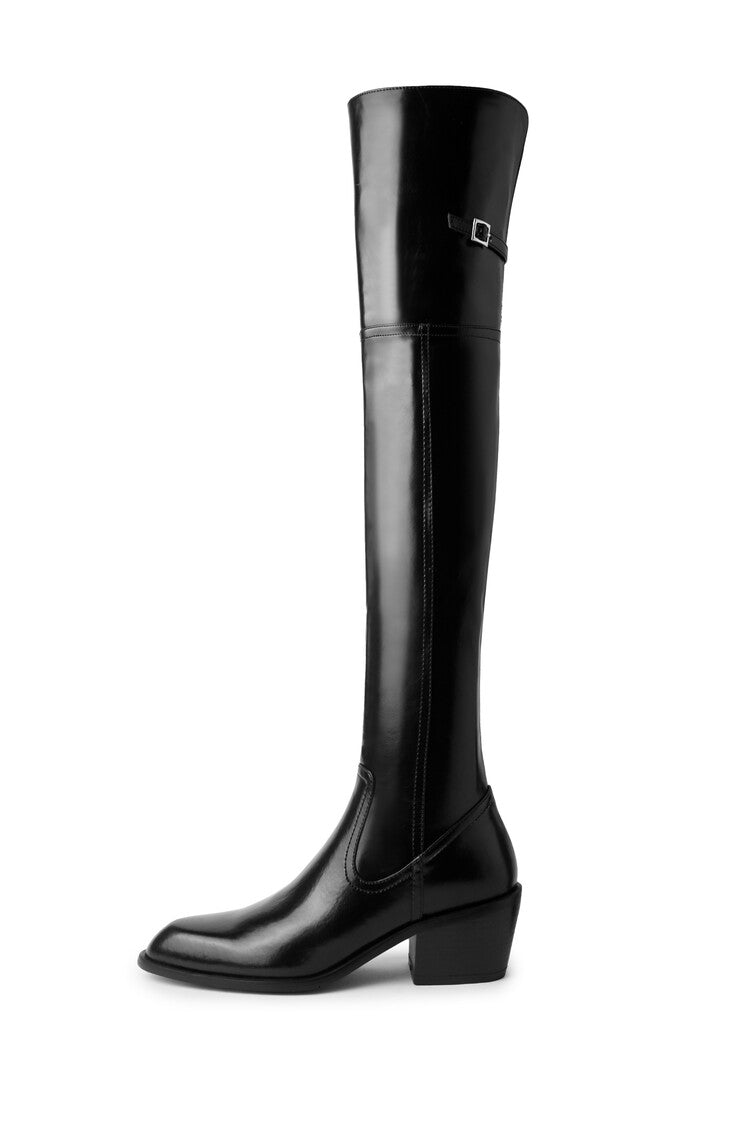 Karin Luna exploded  Three versions exploded Single Fleece Lining Fur Collar Version  Thick Fur Collar Foldable Hot-Selling Full Cowhide Pointed Toe Chunky Heel Classic Style