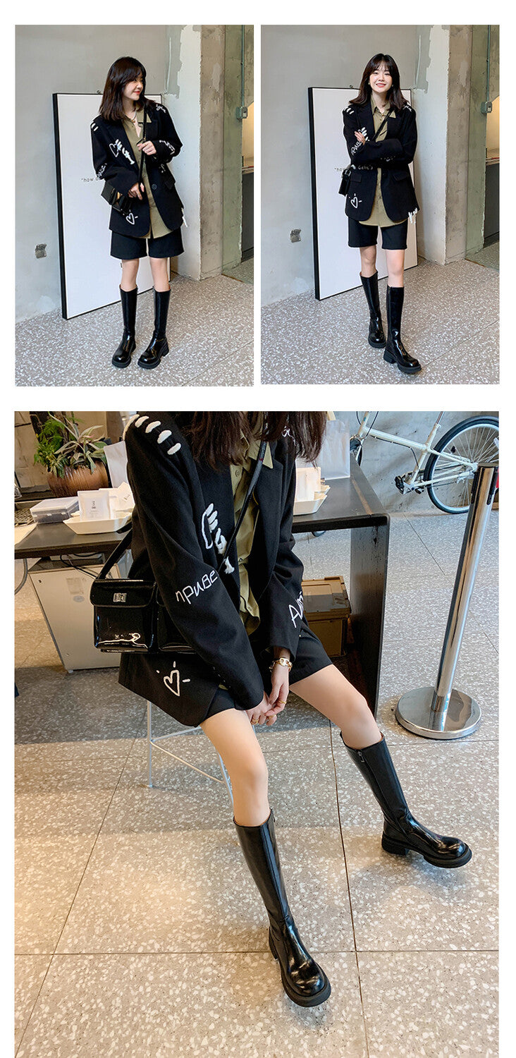 Karin Luna In Stock Spot Goods  Always in stock  Classic Basic Style Round Toe Thick Sole Knight Boots