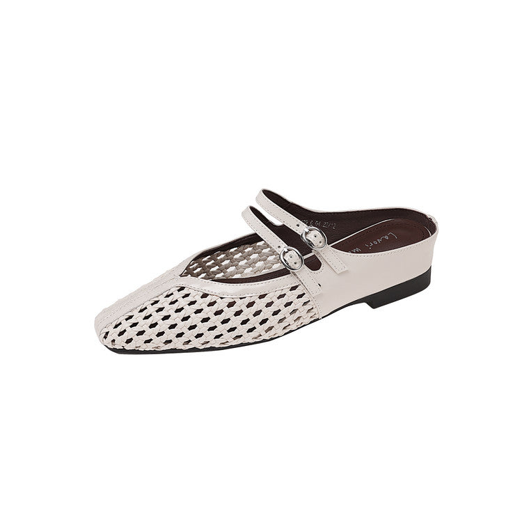 Karin Luna In Stock Spot Goods Hollow Woven One-Strap Closed-Toe Slippers