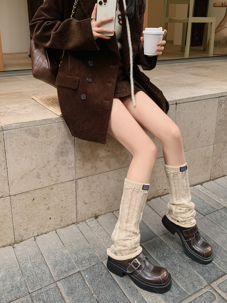 Karin Luna In Stock Spot Goods Metal Round Toe Cow Leather Thick Sole Flats
