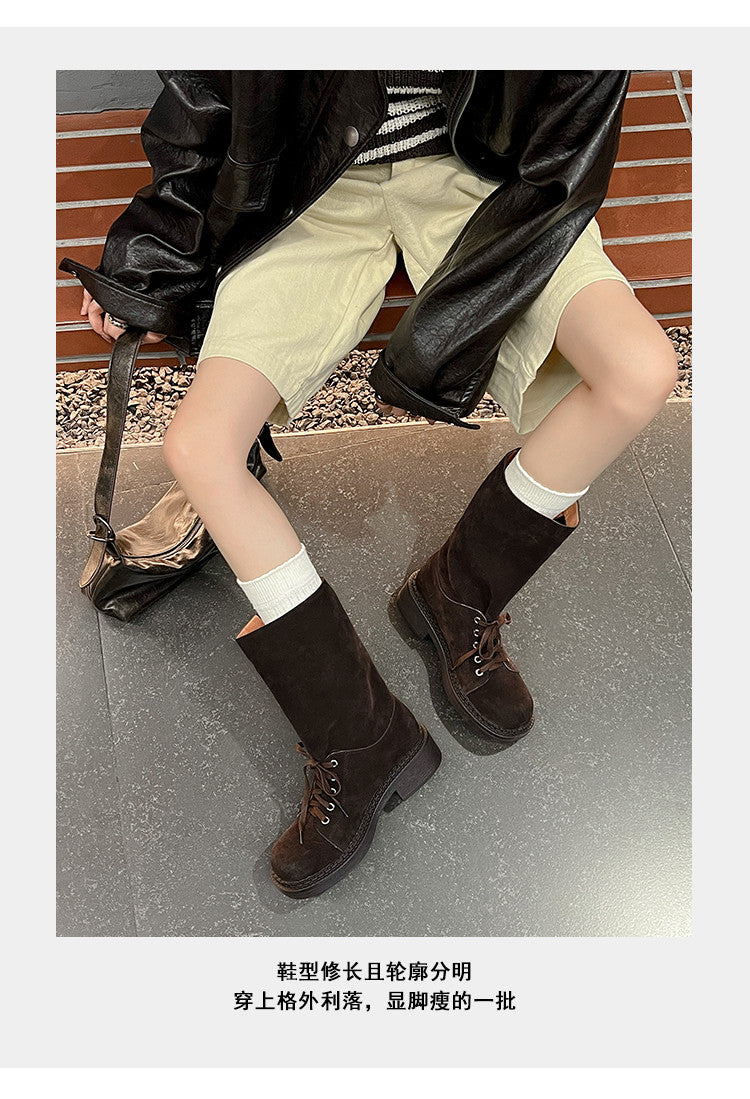 Karin Luna Bestseller Large Tube Thick Sole Martin Boots with Belt Buckle