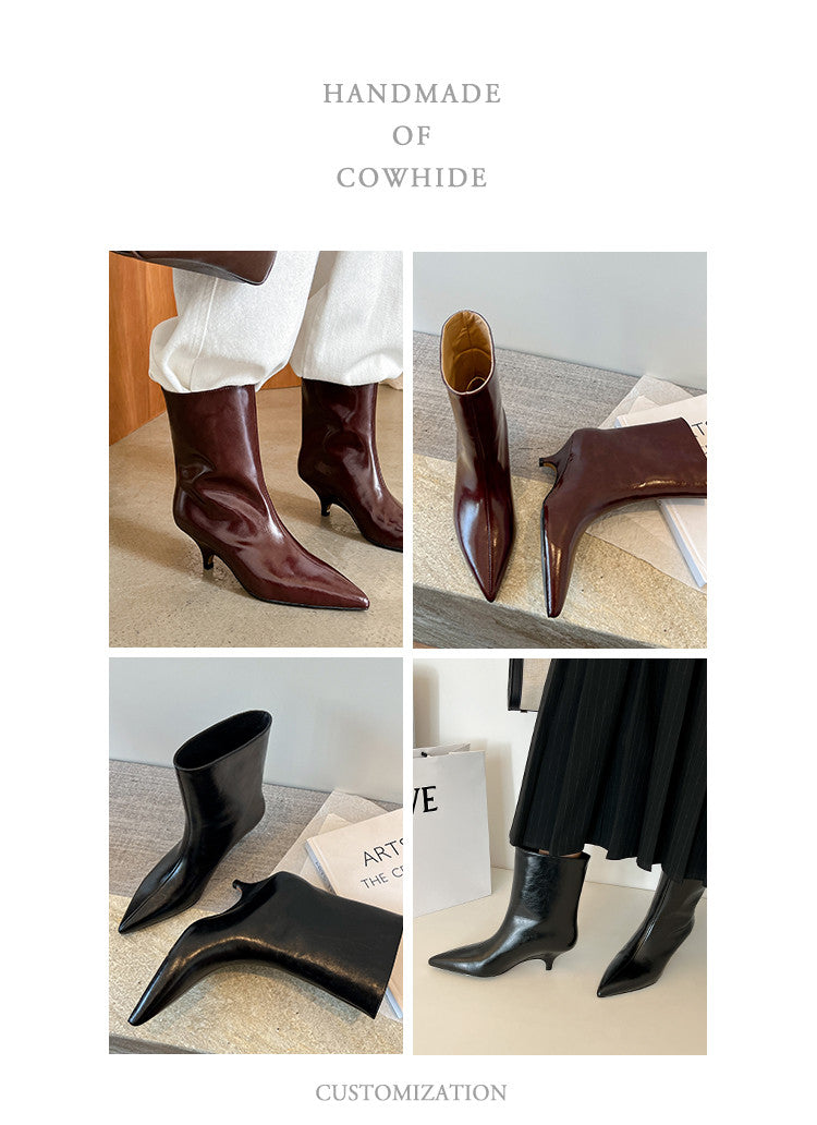 Karin Luna In Stock Spot Goods Minimalist Tube Kitten Heel Short Boots