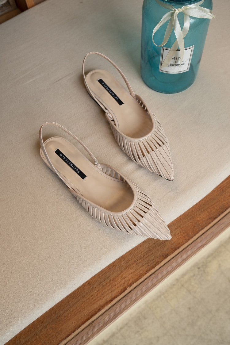 Karin Luna Bestseller Spot Goods French Retro Style Thin Strap Flat Heel Closed Toe Slippers
