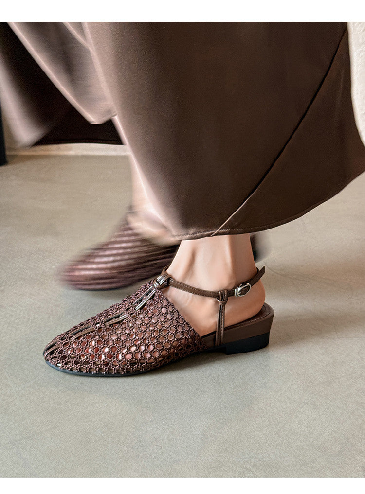 Karin Luna In Stock Spot Goods  Resort Style Series~Casual woven closed-toe flat sandals