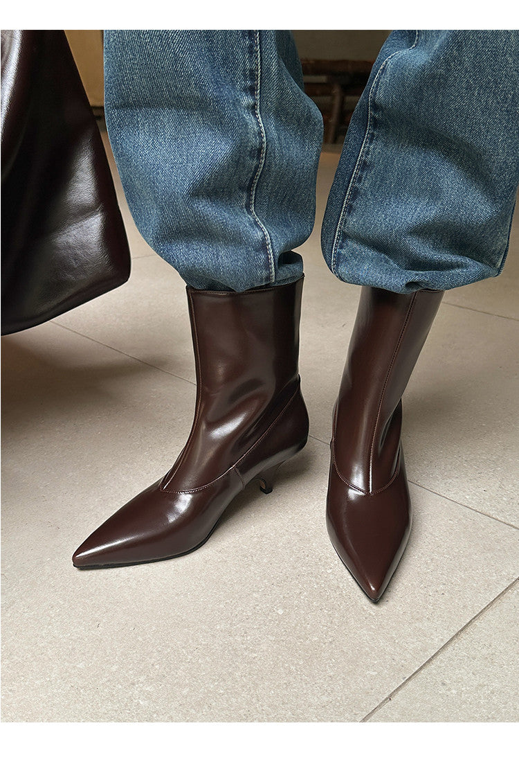 Karin Luna In Stock  Spot Goods Elegant kitten heel pointed toe trendy ankle boots