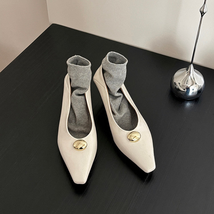 Karin Luna In Stock In Stock ~Basic Versatile French Style Small Square Toe Shallow Mouth Single Shoes