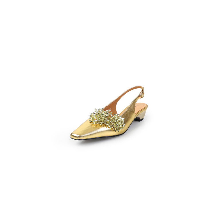 Karin Luna Brilliant Fireworks~Elegant Square-Toed Closed-Toe Chunky Heel Sandals