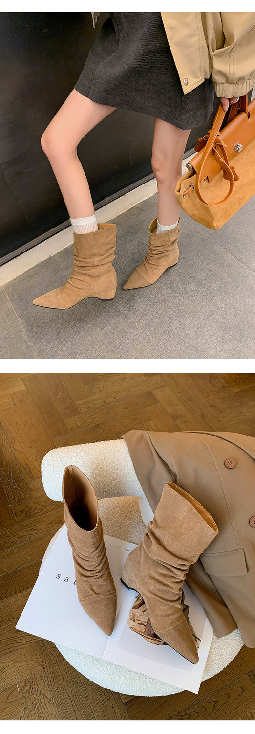 Karin Luna Data Hot Item Pointed Toe Slouchy Matte Western Ankle Boots