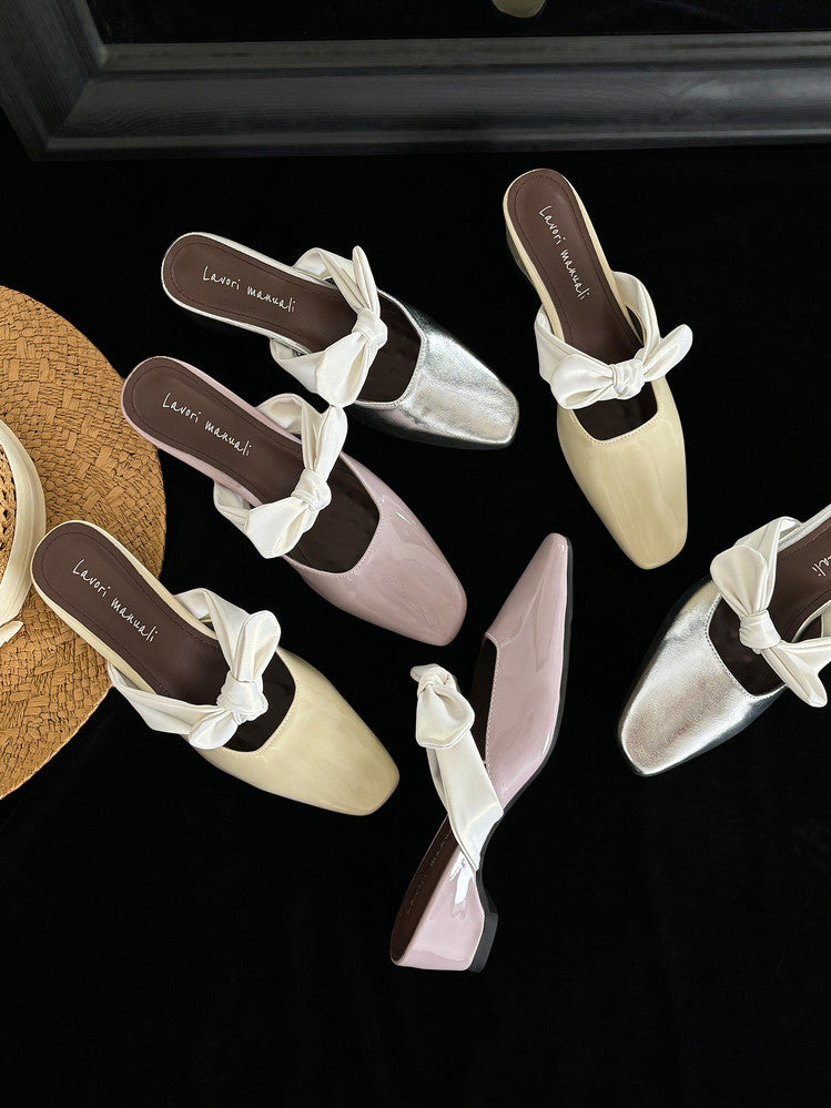 Karin Luna In Stock In Stock  Fluffy feel Bowknot Closed-Toe Slippers