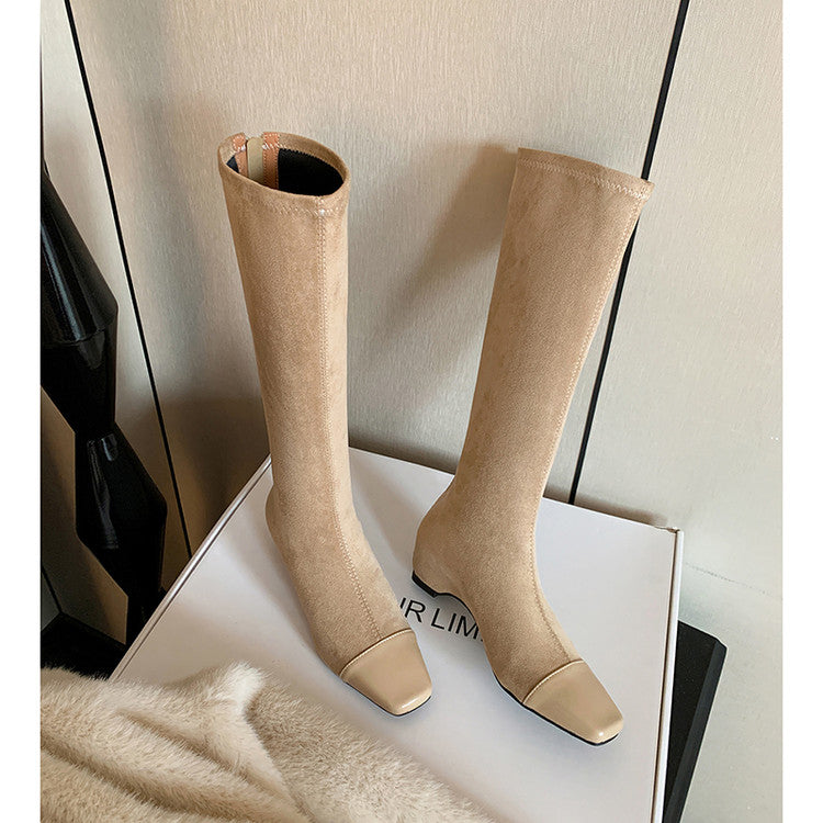 Karin Luna In Stock In Stock Patchwork Long Boots Elegant Versatile
