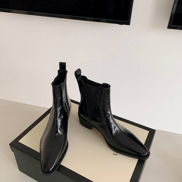 Karin Luna In Stock In stock   Classic first-layer cowhide Chelsea elastic ankle boots