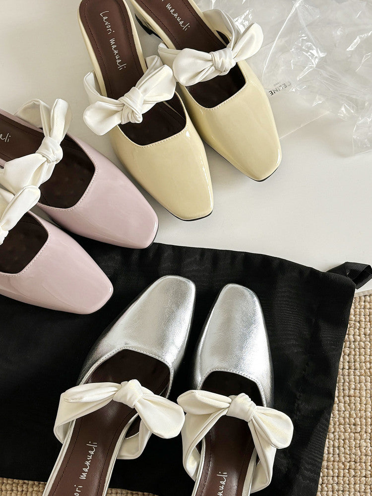 Karin Luna In Stock In Stock  Fluffy feel Bowknot Closed-Toe Slippers