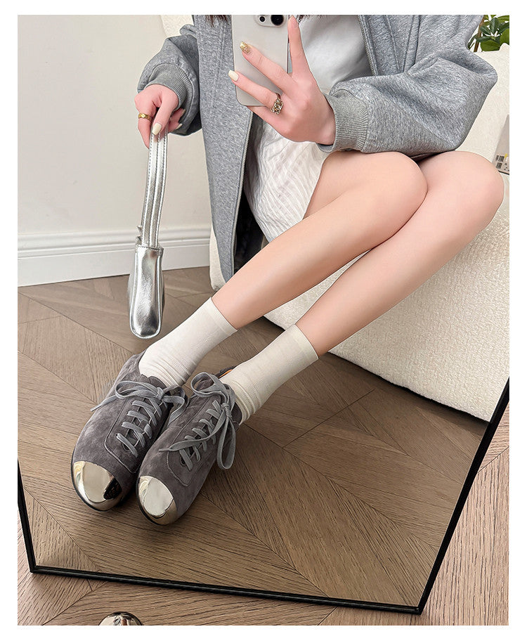 Karin Luna In Stock In Stock  High-end Metal Toe Lace-up Flats