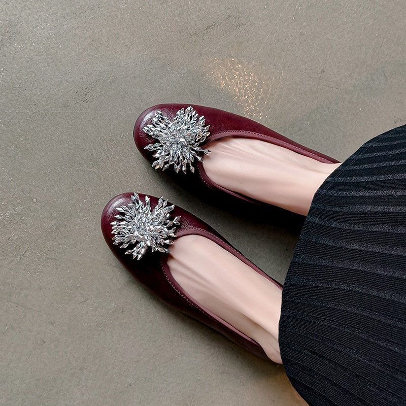 Karin Luna Full Leather Inside and Out~Gorgeous Fireworks Flat Granny Shoes