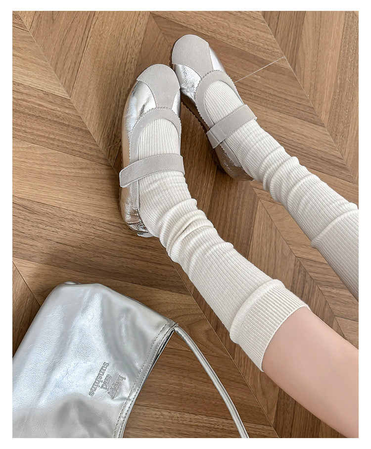 Karin Luna Casual Shoes Series~  In Stock In Stock Magic Tape Round Toe Internal Height Increase Single Strap Flats