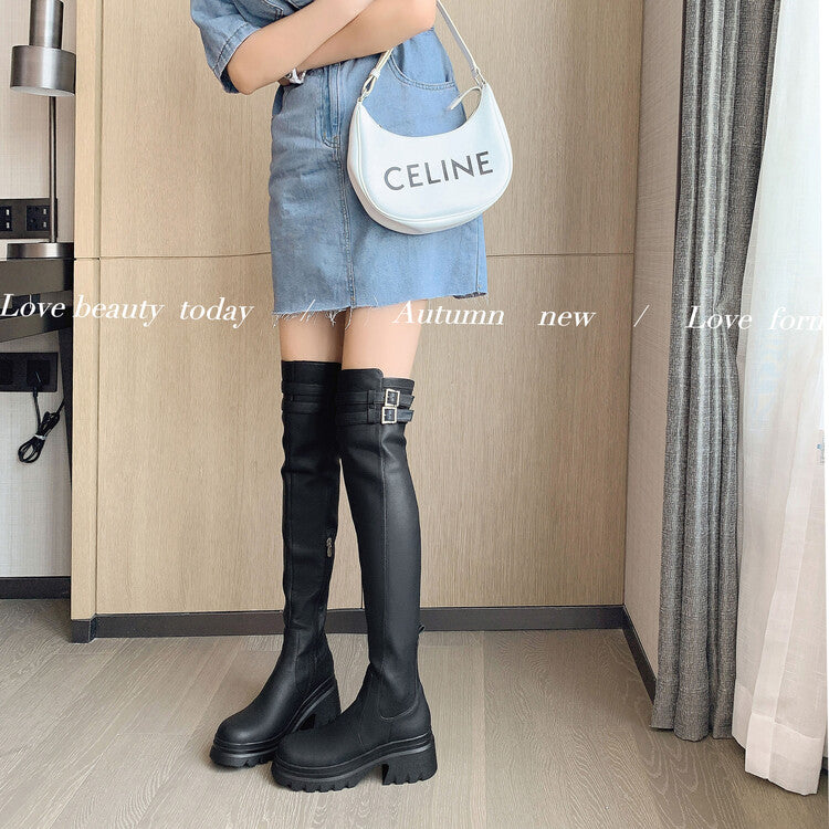 Karin Luna In Stock is the Way to Go！ Basic Thick-Soled Over-the-Knee Boots Super Soft Sheepskin Classic
