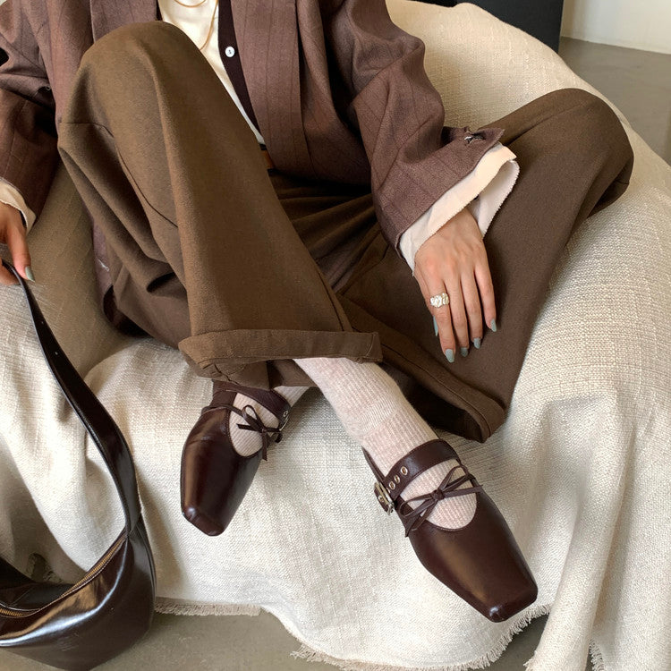 Karin Luna In Stock Spot Goods  Square Toe Internal Height Increase Detachable Bowknot