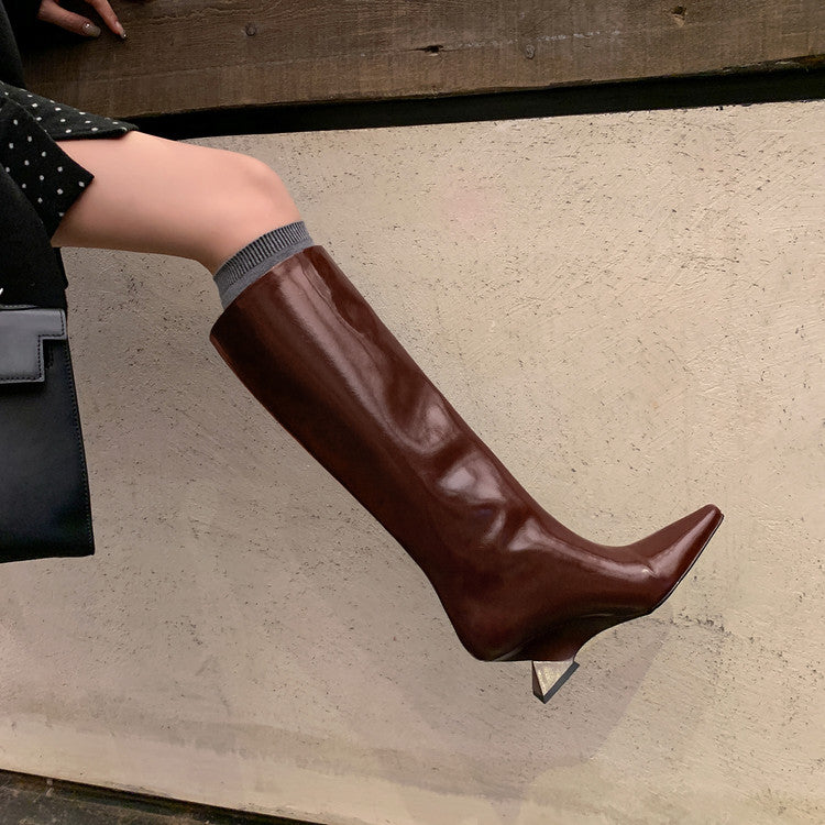 Karin Luna European and American Style Unisex Square-Toed Long Boots