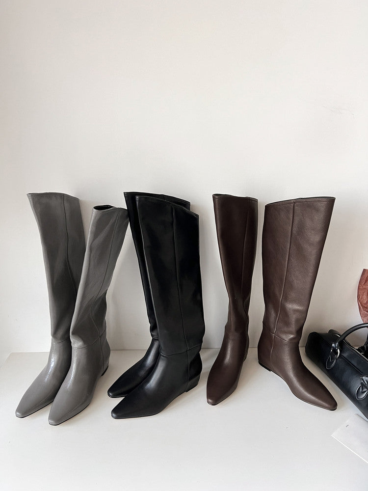 Karin Luna Elegant Style Slanted Inner Height-Increasing Long Boots