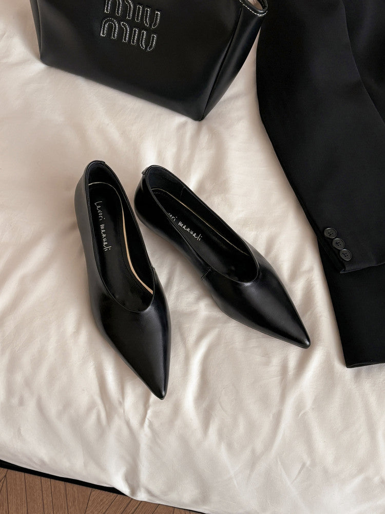 Karin Luna In Stock Spot Goods Classic three-color pointed toe metal heel shoes