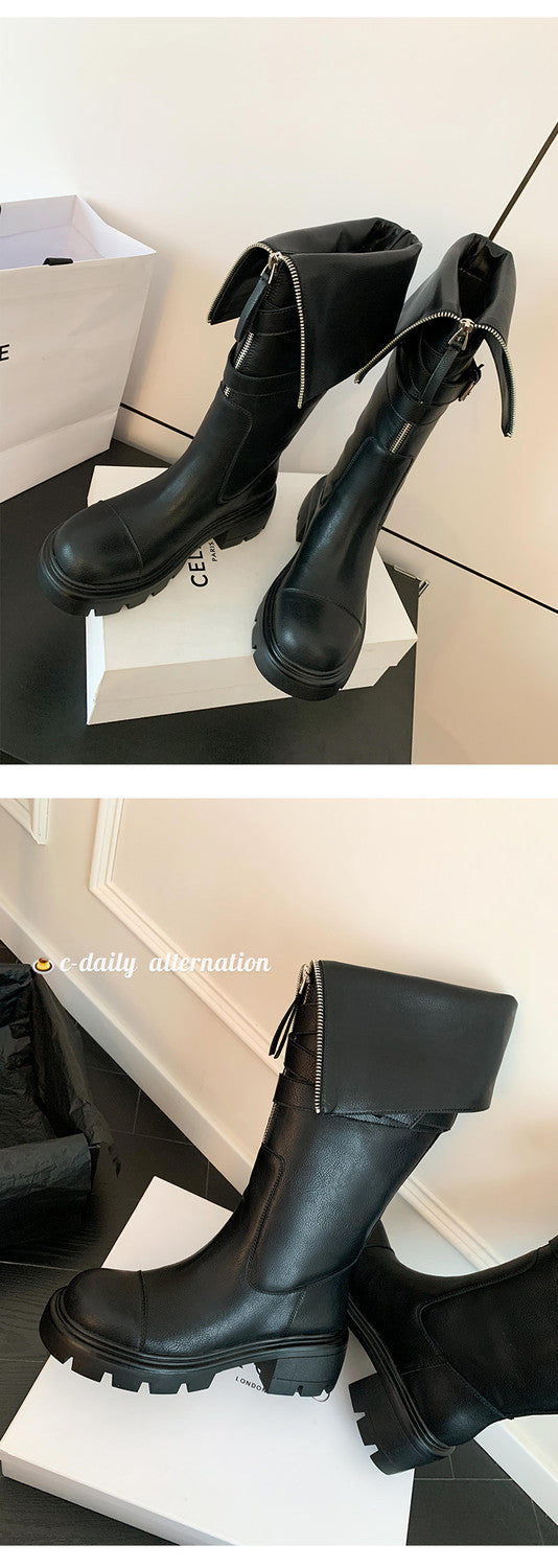 Karin Luna In Stock In-stock Foldable Niche Thick-soled Knight Boots