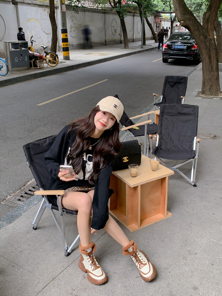 Karin Luna In Stock  Spot Goods  Hot-selling Sports Thick Sole Thickened Fur Snow Boots Full cowhide