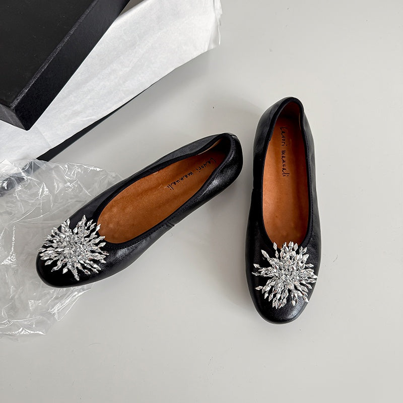 Karin Luna Full Leather Inside and Out~Gorgeous Fireworks Flat Granny Shoes