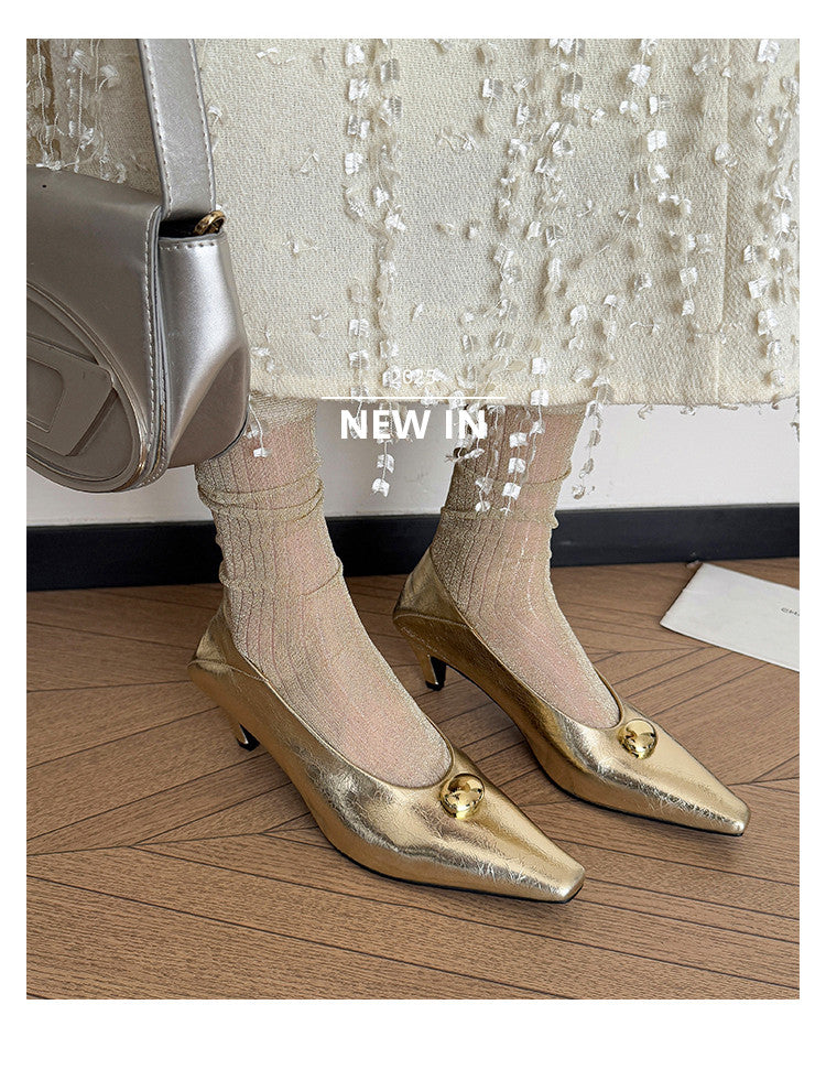 Karin Luna In Stock In Stock ~Basic Versatile French Style Small Square Toe Shallow Mouth Single Shoes