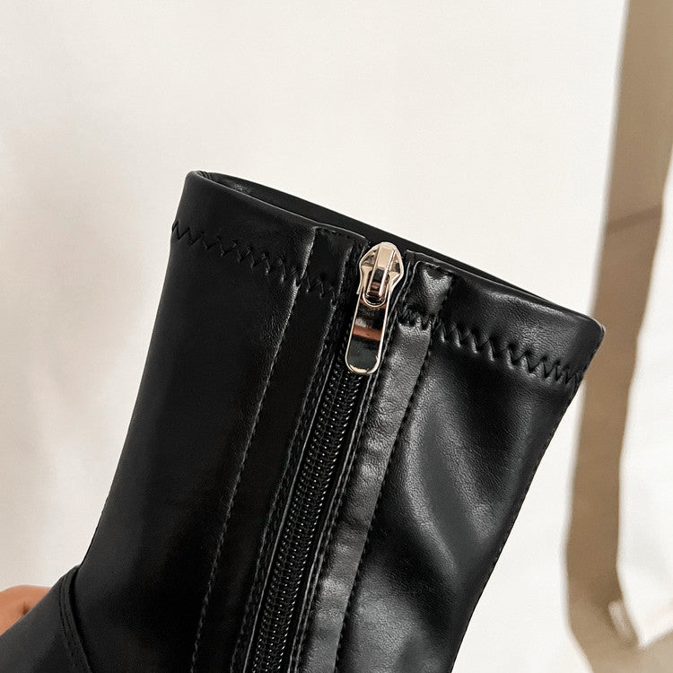 Karin Luna In Stock Spot Goods Elegant Stiletto Pointed Toe Side Zipper Short Boots