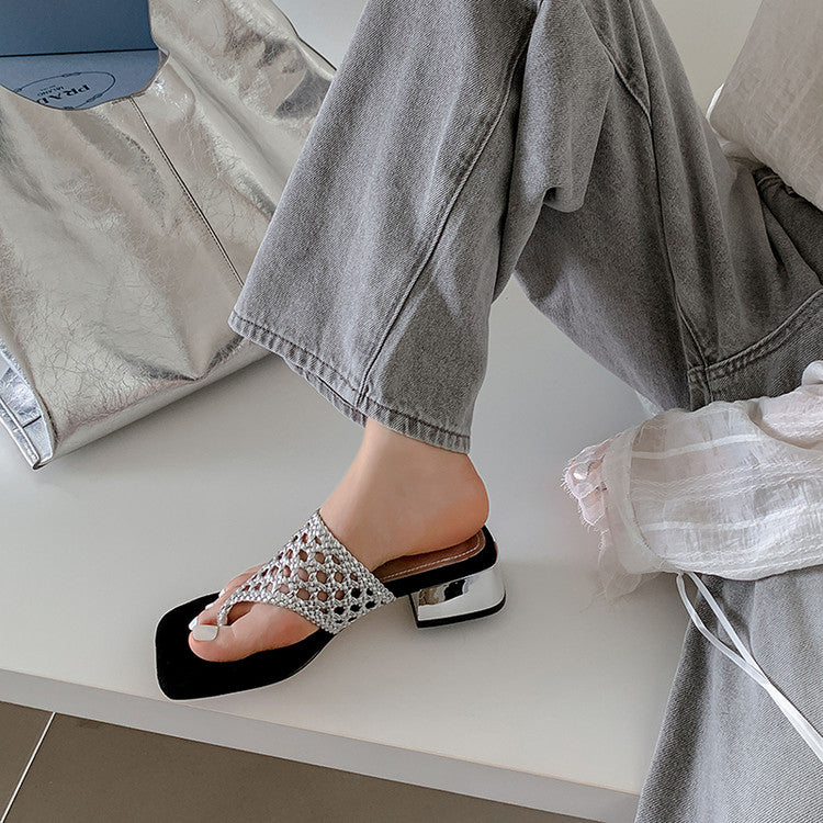 Karin Luna Hot-Selling Braided Style  In stock Toe-strap Woven Sofa Insole Slippers