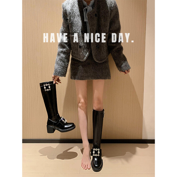 Karin Luna has prepared stock  Custom Large Square Buckle Bowknot Fastener Elegant Long Boots