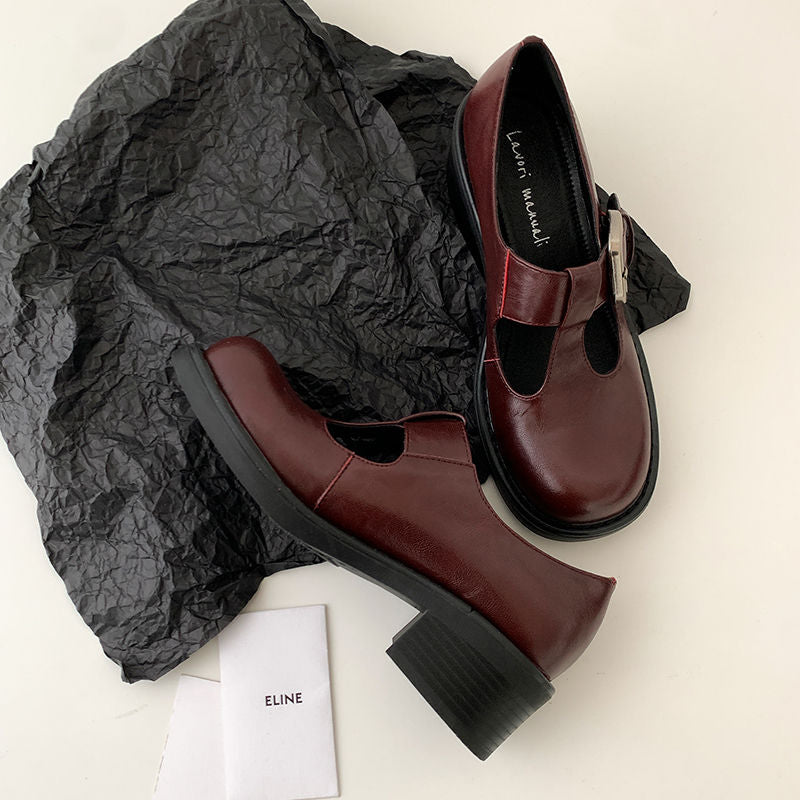 Karin Luna In Stock Spot Goods round Head t Round Toe British Style Single Shoes