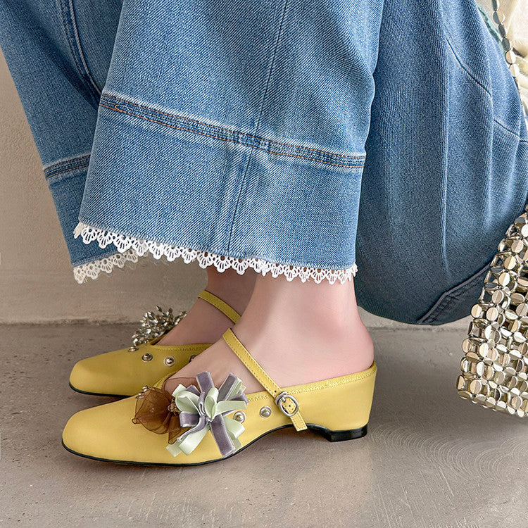 Karin Luna In Stock Spot Goods  Full-grain leather inside and out  Ultra Exquisite Round Toe Hidden Heel Closed-Toe Slippers