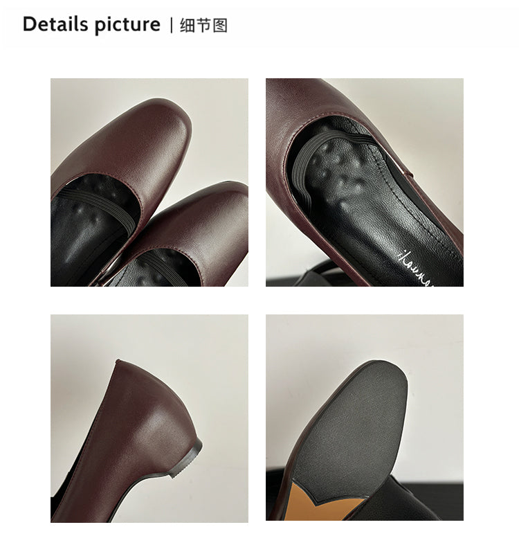 Karin Luna In Stock Spot Goods    Retro Elastic Band Chunky Heel Single Shoes