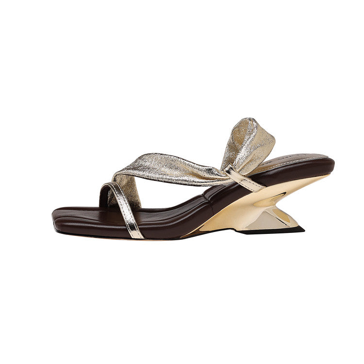 Karin Luna In Stock Spot Goods Minimalist Style Square-Toed Irregular Heel Slippers