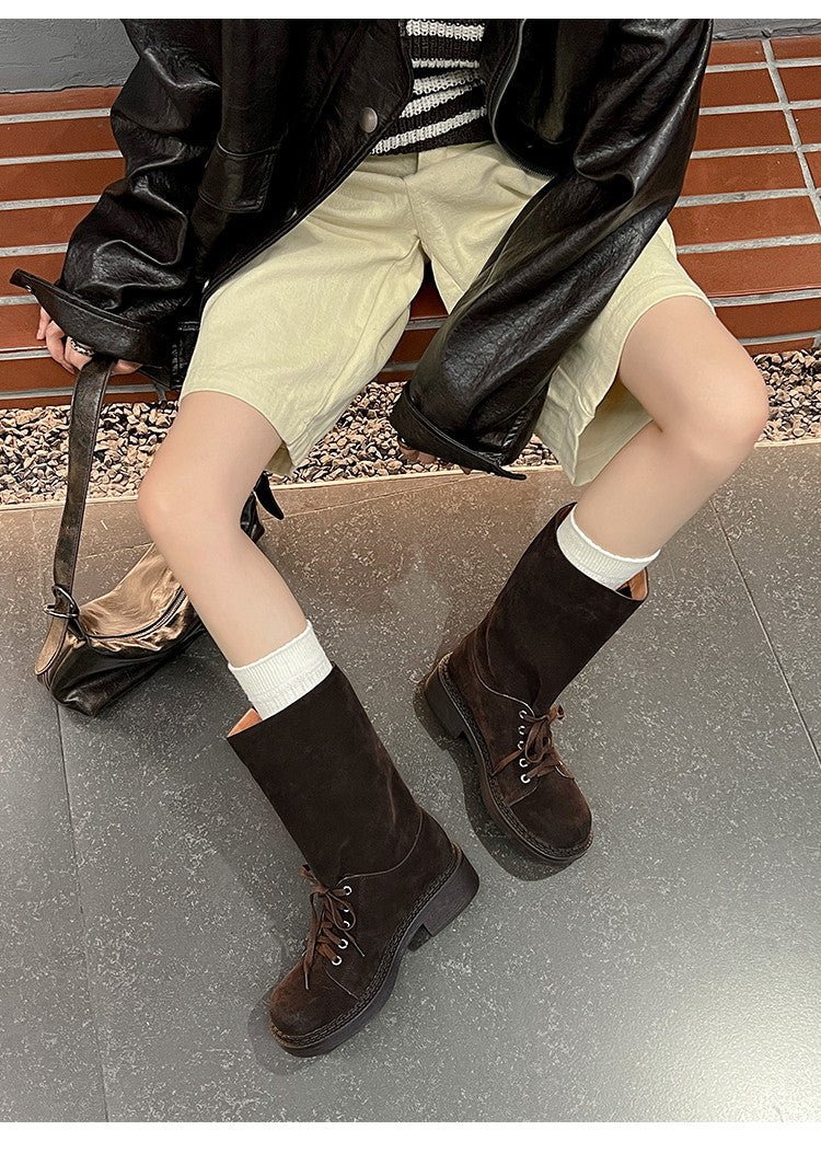 Karin Luna Bestseller Large Tube Thick Sole Martin Boots with Belt Buckle