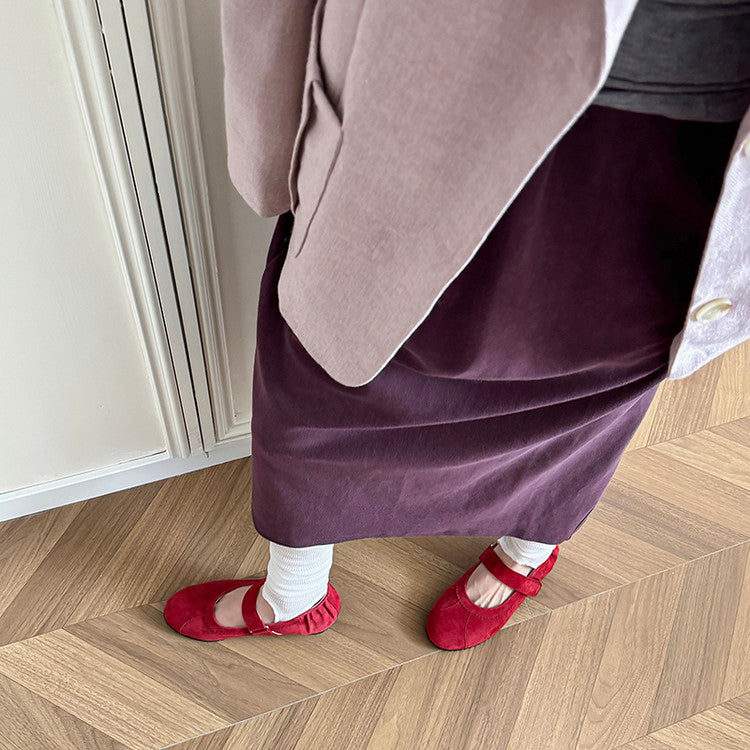 Karin Luna Casual Shoes Series~  In Stock In Stock Magic Tape Round Toe Internal Height Increase Single Strap Flats