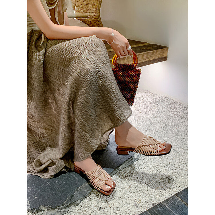 Karin Luna In Stock Spot Goods  Resort Style Handwoven Flat Sole Slippers